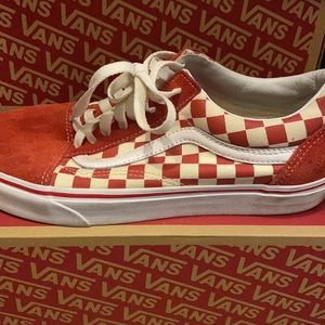 Red/White Checkerboard Vans Size 10W/ 8.5M